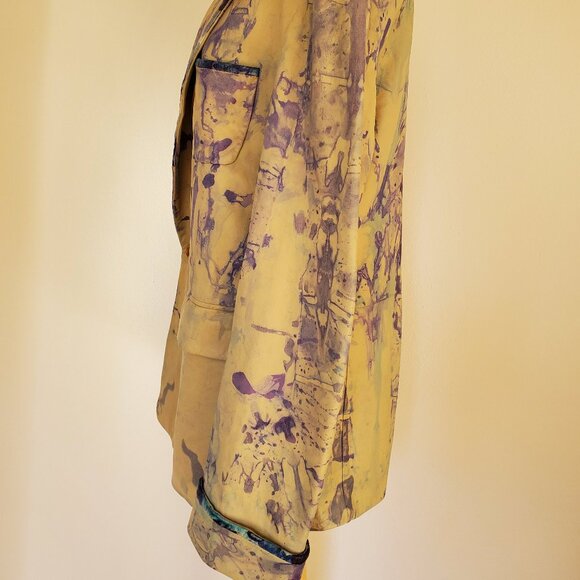 Burberry leather blazer jacket M L tan gray blue beige dyed rainbow purple ivory - Picture 15 of 16